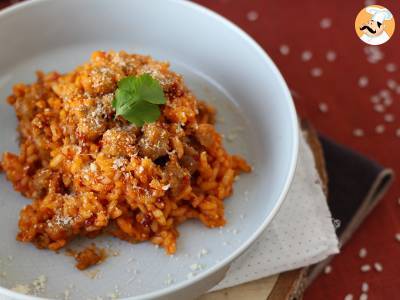 Przepis Risotto 'nduja i kiełbasa, pierwsze danie o intensywnym smaku