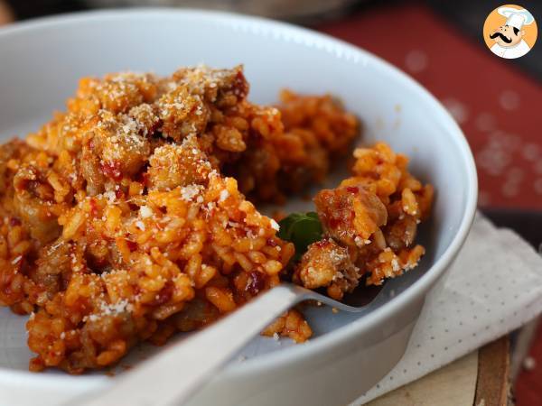 Risotto 'nduja i kiełbasa, pierwsze danie o intensywnym smaku - Przygotowanie krok 7