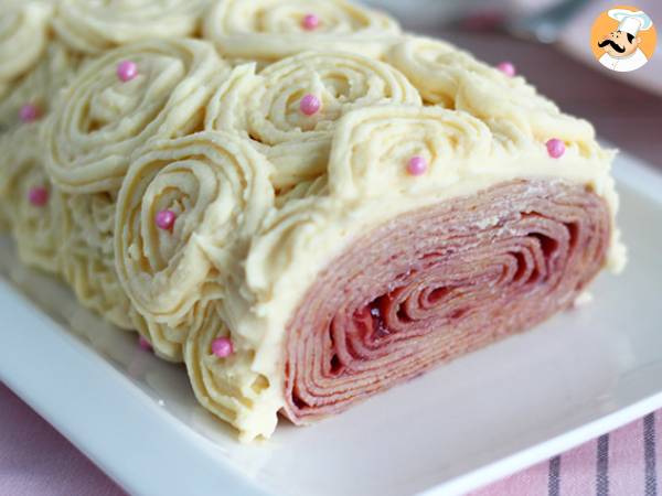 Bûche de crêpes z białą czekoladą i malinami - zdjęcie 3