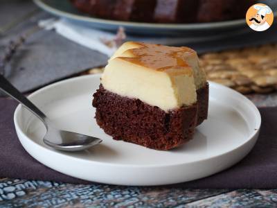 Choco flan, idealne połączenie wilgotnego ciasta czekoladowego i waniliowo-karmelowego flanu. - zdjęcie 8