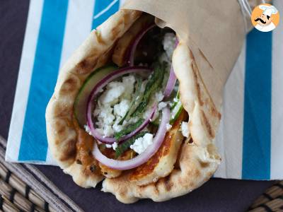 Gyros z halloumi, wegetariańska wersja greckiej kanapki! - zdjęcie 3