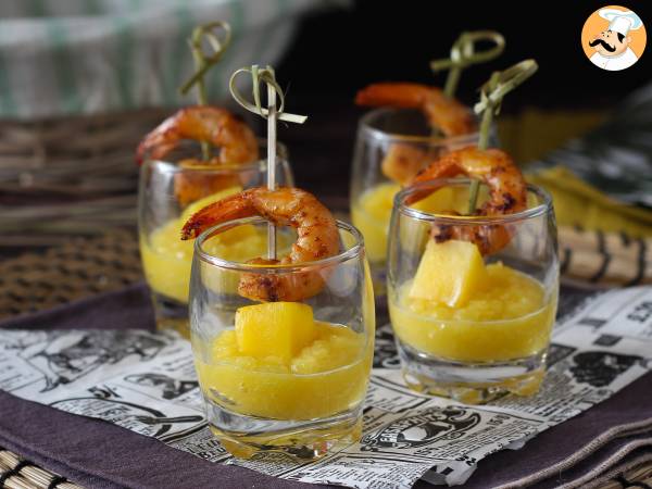 Krewetki i mango w verrines na słodko-pikantny aperitif