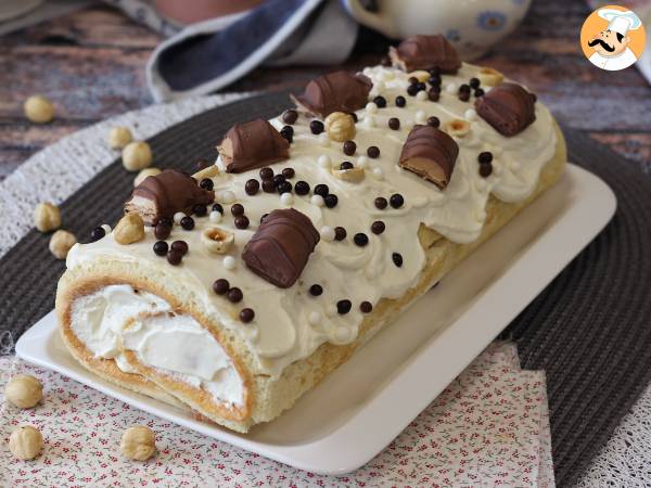 Łatwy roladek o smaku Kinder Bueno, idealny jako tort urodzinowy lub jako bûche na Boże Narodzenie! - zdjęcie 4