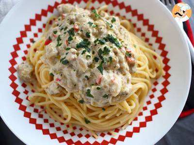 Spaghetti z bakłażanem carbonara